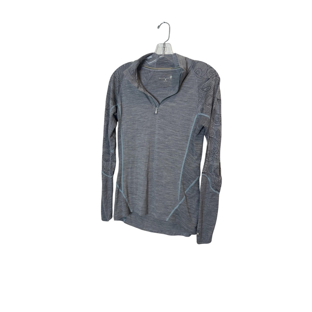 Smartwool Pullover Womens Medium Gray Merino Wool 1/4 Zip Base Layer Thermal